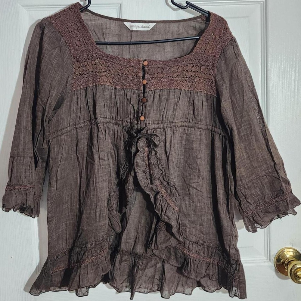 Vintage Brown Cottagecore Blouse